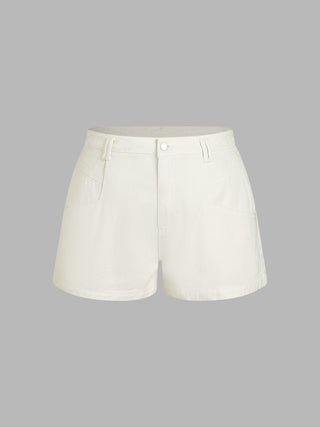 Mid Waist Denim Shorts Curve & Plus