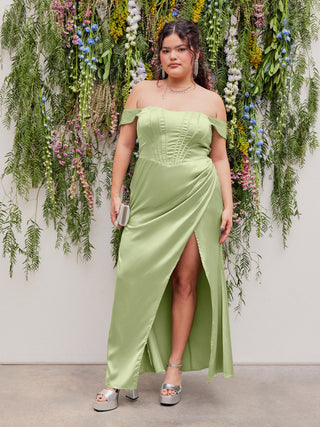 Off-shoulder Ruched Maxi Dress Curve & Plus