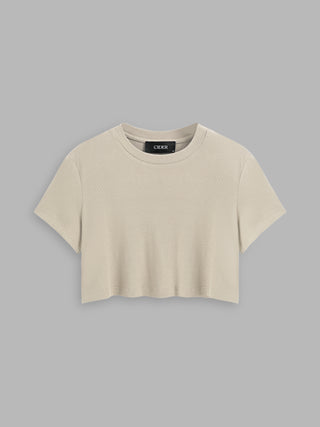 Round Neckline Short Sleeve Crop Tee