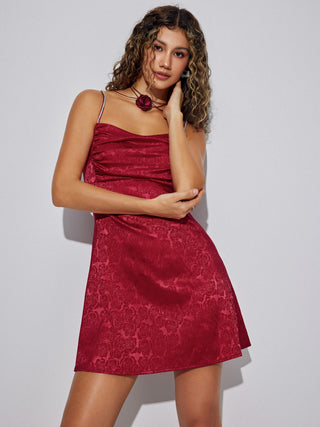 Rhinestone Floral Ruched Ruffle Mini Dress