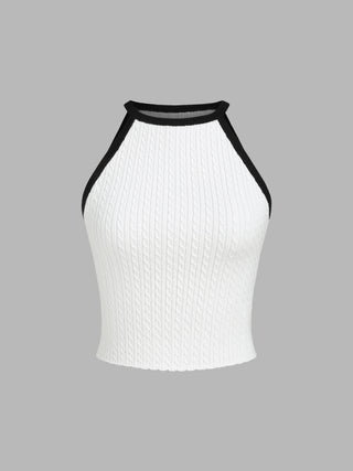 Knit Contrasting Trim Tank Top
