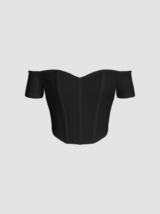 Off-shoulder Corset Short Sleeve Top