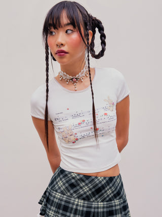 Rabbit Knit Graphic Crop Top