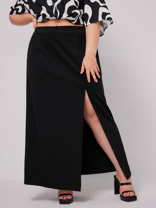 Mid Waist Split Maxi Skirt Curve & Plus