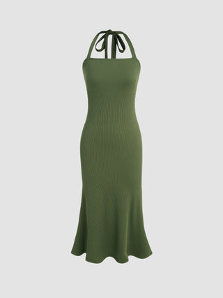 Knit Halter Mermaid Midi Dress