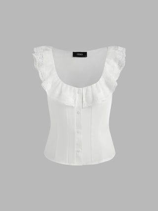 Round Neckline Lace Corset Cami Top