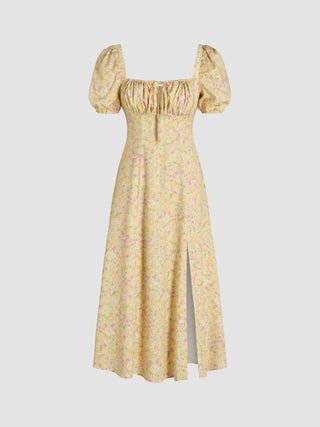 Nyar's Knotted Split Ruched Midi Dress