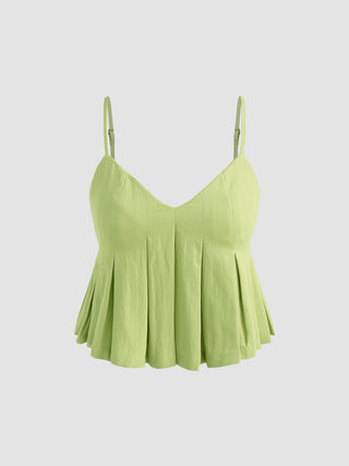 Pleated V-neck Crop Top