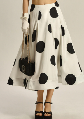 Middle Waist Polka Dot Zipper Maxi Skirt