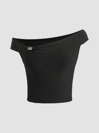 Off-shoulder Asymmetrical Crop Top