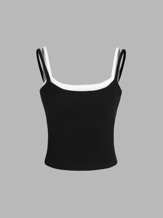 Patchy Knit Scoop Neckline Crop Top