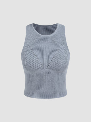 Round Neckline Knitted Tank Top