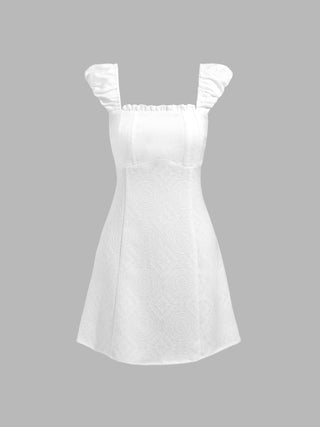 Jacquard Floral Short Sleeve Mini Dress