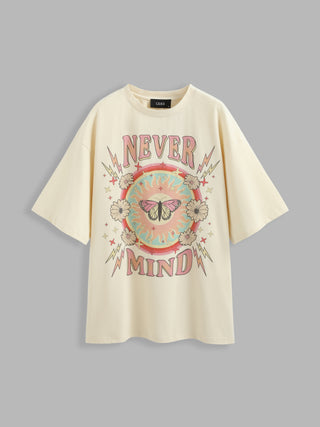 Never Mind Butterfly Graphic Short Sleeve Tee