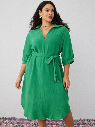 Jersey V-neck Knotted Midi Dress Curve & Plus