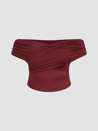 Off-shoulder Ruched Crop Top Curve & Plus