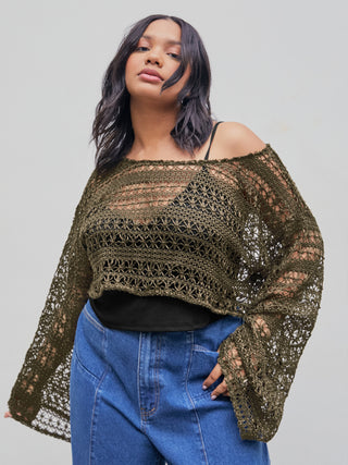 Hollow Out Round Neckline Crop Top & Tank Top Curve & Plus