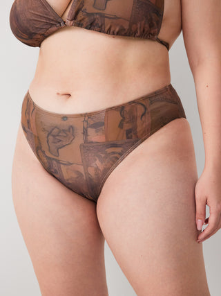 Pattern Cheeky Bikini Bottom Curve & Plus