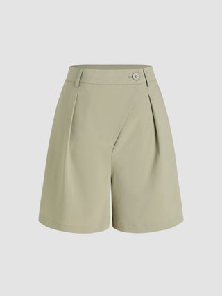 Mid Waist Button Shorts