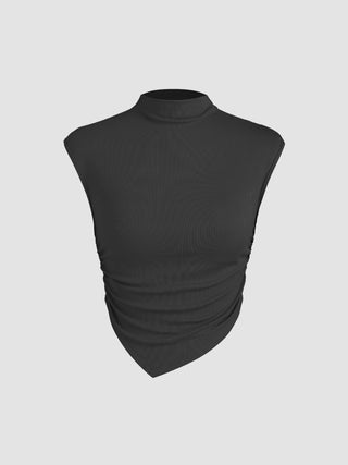 Round Neckline Ruched Short Sleeve Top