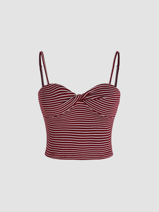 Rib Striped Twist Crop Top