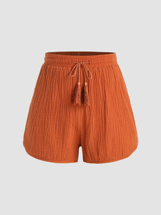 Mid Waist Straight Leg Shorts