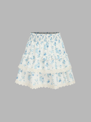 Mid Waist Floral Lace Mini Skirt