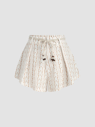 Mid Waist Ditsy Floral Skort With Belt