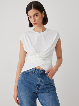 Jersey Round Neckline Short Sleeve Top