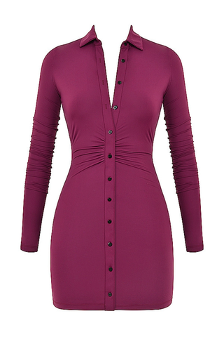 Polo Button Up Ruched Mini Dress Curve & Plus