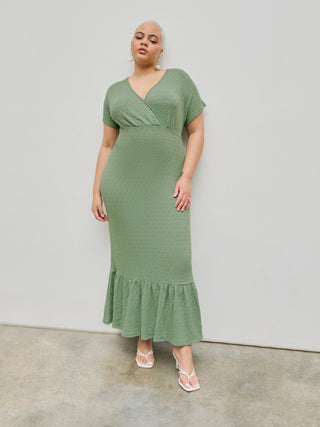 Jersey V-neck Ruffle Maxi Dress Curve & Plus