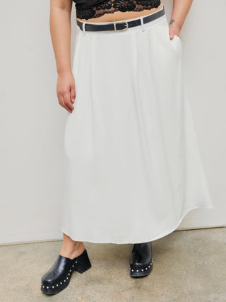 Pleated Belted Ruffle Maxi Skirt Curve & Plus