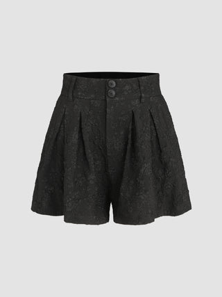 Jacquard Mid Waist Ruffle Shorts