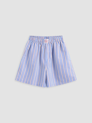 Mid Elastic Waist Striped Shorts