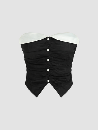 Multi-way Solid Ruched Tube Crop Top