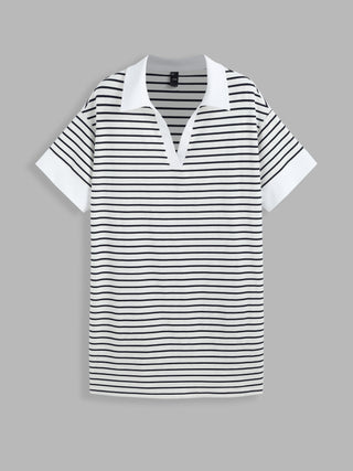 Polo Striped Short Sleeve Mini Dress Curve & Plus