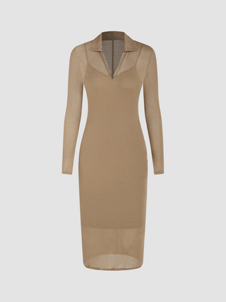 Jersey Solid Cami Maxi Dress & Transparent Collar Zipper Maxi Dress