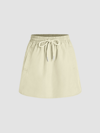 Mid Waist Pocket Elastic Waist Skort