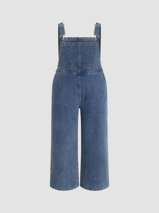 Pocket Wide Leg Denim Jumpsuit Curve & Plus