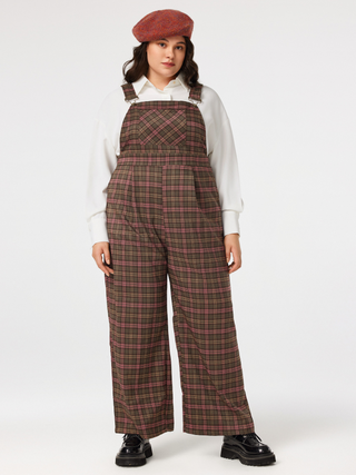 Plaid Pocket Checks Pleated Jumpsuit Curve & Plus