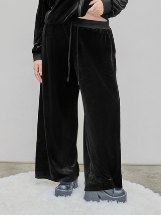 Middle Waist Pocket Drawstring Straight Leg Trousers Curve & Plus