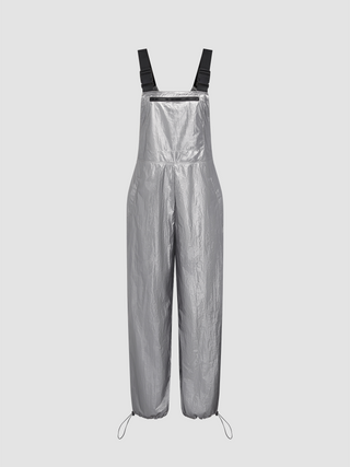Metallic Square Neck Belted Jogger Jumpsuit