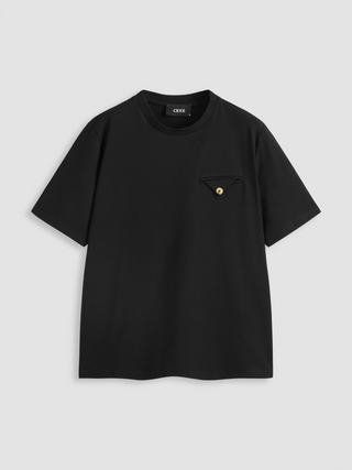 Jersey Round Neckline Solid Button Short Sleeve Top