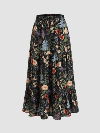 Middle Waist Floral Maxi Skirt