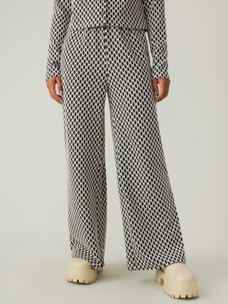 Middle Waist Geometric Wide Leg Trousers