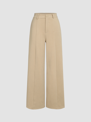 Petite Solid Wide Leg Trousers