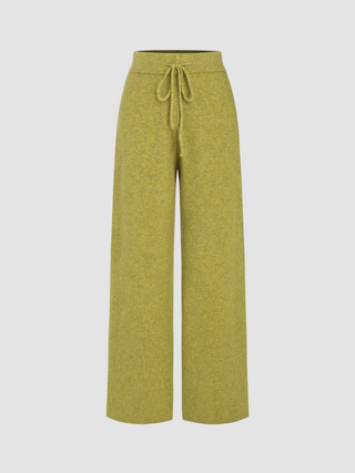 Knit Elastic Waist Straight Leg Trousers