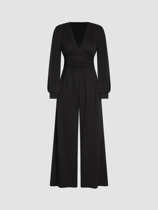Long Sleeve Ruched Jumpsuit