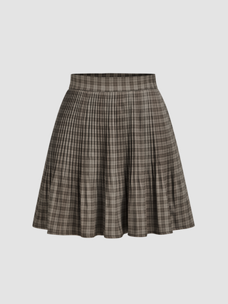 Plaid Low Waist Pleated Zipper Mini Skirt