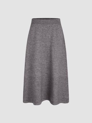 Middle Waist Elastic Waist Knitted Maxi Skirt
